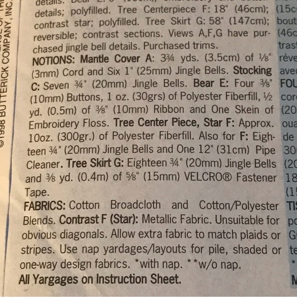 Traditional Christmas Crafts Tree Skirt Mantle Cover Bear Butterick 5783 - Picture 8 of 10